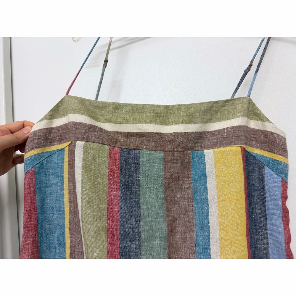 NWT Staud Laura Linen Maxi Dress Market Stripe Colorful Rainbow Sundress M - Picture 5 of 12
